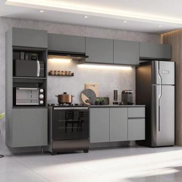 Imagem de Armário De Cozinha Completa 340cm Suspensa Cinza Nice Madesa 02 Cinza