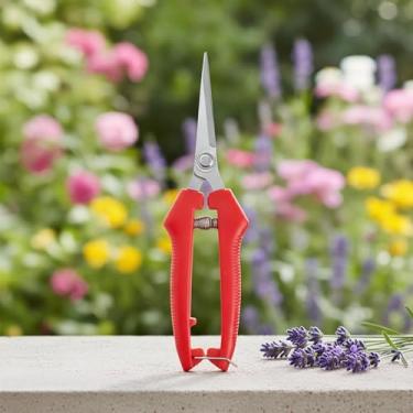 Imagem de Tesouras de poda de jardim para galhos, grama e árvores frutíferas com alça antiderrapante para fácil corte (vermelho)