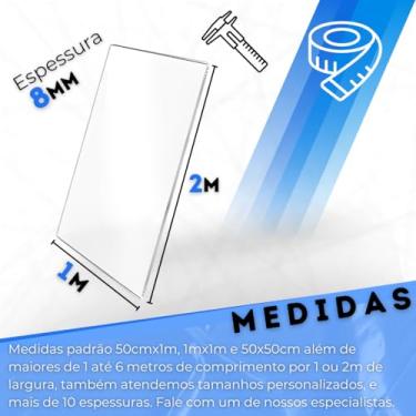Imagem de Chapa Placa Policarbonato Compacto Cristal 8mm 100x200cm Proteção Proteção UV Folha Pergolado 2 metros por 1 metro Proteção Máquinas Decoração Segurança Anti Impacto 1000x2000mm | 2x1 | 1,0m x 2,0m