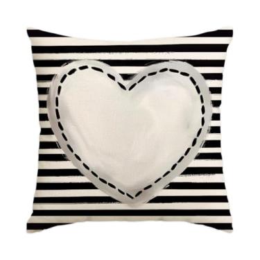 Imagem de Fronha decorativa em forma de coração: capa de almofada com padrão de fonte vintage, adequada para sofás, decoração de casa do Dia dos Namorados - item de destaque macio com tema elegante e romântico