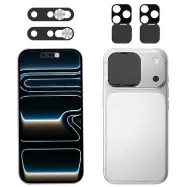 Imagem de EYSOFT Capa para câmera frontal compatível com iPhone 17 Pro/17 Pro Max com capa de lente traseira, protege a privacidade e a segurança, mas não afeta o reconhecimento facial (pacote com 2) - Versão