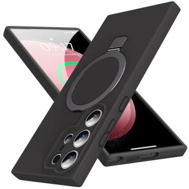 Imagem de KMAMBAG Capa Mag-Ring para Galaxy S23 Ultra, silicone líquido [fator hidratante] Capa para celular Exreme macia e fina com suporte [compatível com Mag Safe] para Samsung Galaxy S23 Ultra 17.3 cm