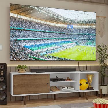 Imagem de Rack para TV até 80 Polegadas 160cm Branco Pés Rustic Torino Madesa