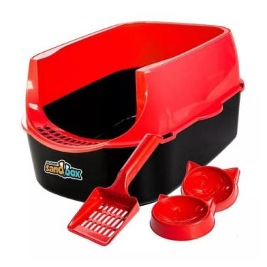 Imagem de Kit Caixa de Areia para Gatos Furba Alta Premium- Dogcompany , Vermelh