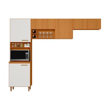 Imagem de Cozinha Compacta Sicilia 3 Peças MDP 260 cm Off White Freijo Uv Acetinado Ripado