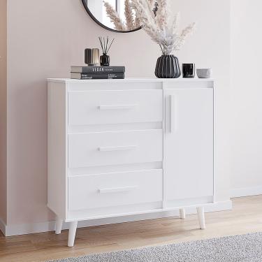 Imagem de Cômoda Sapateira Trevo 3 Gavetas 1 Porta Mb1 Cor Branco