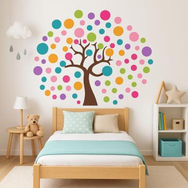 Imagem de Adesivo árvore Infantil Com 87 Bolas Coloridas Parede Colorido