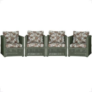 Imagem de 4 Poltronas Madri Alumínio Corda Náutica Estofado 6 Trama Verde