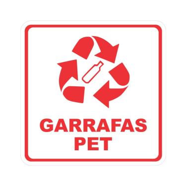 Imagem de Adesivo Coleta Seletiva Garrafas Pet 20x20cm Vinil Branco