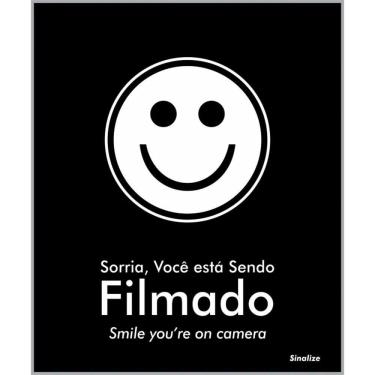 Imagem de Placa De Poliestireno Store Black 15x18cm Sorria, Você Está Sendo Filmado - Blk06 - Sinalize