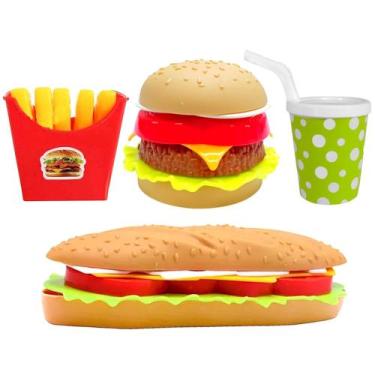 Imagem de Kit Fast Food com 2 Lanches de Hambúrguer Baguete com Batatinha e Refr