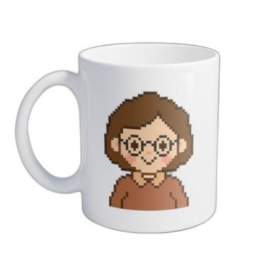 Imagem de Caneca Xícara de Café Porcelana 300ml Design Pixel Art Ilustração Professores
