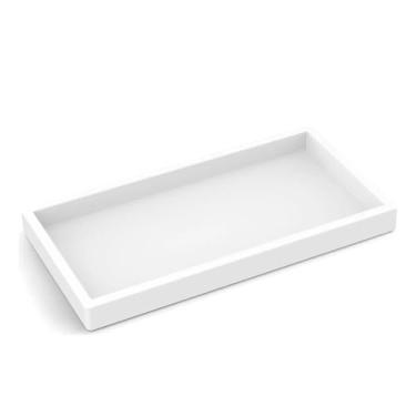 Imagem de bandeja decorativa de Silicone Branca Organizador de Bancada – Organizadora Multiuso para Banheiro, Lavabo, Cozinha e Penteadeira Antiderrapante e Fácil de Limpar