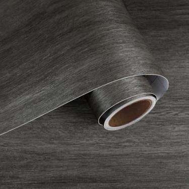 Imagem de VaryPaper Papel de parede de madeira cinza rústica de 39,9 x 199,9 cm, descasque e cole papel de contato de grão de madeira para bancadas, à prova d'água, armário de cozinha, envoltório de vinil