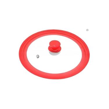 Imagem de Tampa Universal de Vidro com Borda de Silicone, 28cm/26cm/24cm/22cm, Vermelha, Resistente ao Calor até 230°C, Antiderrapante, para Panelas e Frigideiras