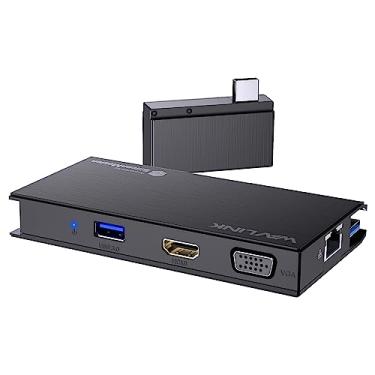 Imagem de Dock para laptop, estação de acoplamento Wavlink 9-em-1 USB 3.0, leitor de cartão SD/TF destacável, 4K HDMI + 1080P VGA, USB 3.0, RJ45, para Mac/Windows, unidade SMI necessária