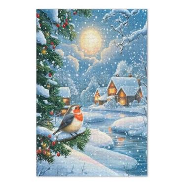 Imagem de Quebra-cabeças brancos de Natal de pássaros de inverno, 1000 peças, quebra-cabeças para adultos, jogos para noite de jogos em família