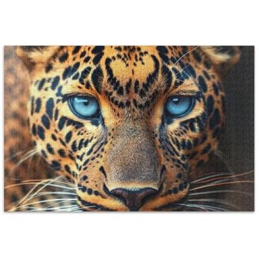 Imagem de Quebra-cabeças de animais selvagens com estampa de leopardo, 1000 peças, presentes de elefantes brancos adultos, quebra-cabeça colorido, flor, animal