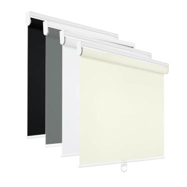 Imagem de Changshade Persianas blackout para janelas internas, persianas de rolo sem fio, persianas de enrolar com isolamento térmico, tecido de proteção UV para quarto, escritório, porta francesa, bege, 50 cm