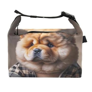 Imagem de TSENQUE Lancheira divertida para cachorros Chow Chow Chow para mulheres, meninas, alça de ombro ajustável, para trabalho, isolamento floral