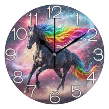 Imagem de GAIGEO Relógio de parede analógico decorativo para sala de aula, relógio de escritório operado por bateria, decoração de parede moderna para sala de estar, número de relógio branco com Kedu, 25 cm