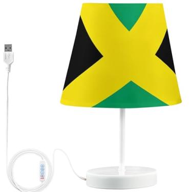 Imagem de TSENQUE Candeeiro de mesa lateral USB colorido personalizado bonito regulável bandeira da Jamaica lâmpadas de cabeceira para mesinhas de cabeceira lâmpadas decorativas LED para quarto de crianças