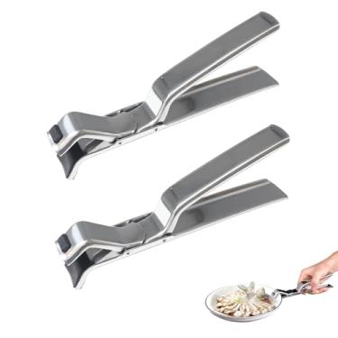 Imagem de Clipes de aço inoxidável para placa quente - Pinça multiuso antiqueimadura para micro-ondas, forno, fritadeira a ar, vaporizador, panelas e tigelas, design ergonômico antiderrapante para aderência