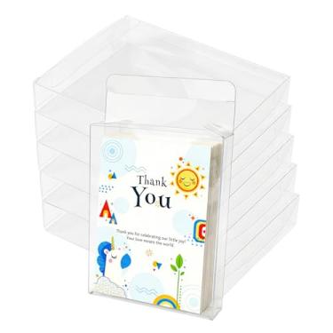 Imagem de Klmnop Caixa transparente para cartões comemorativos, pacote com 50 - 11 x 15 x 2,5 cm, caixa de armazenamento de cartões A2, organizador de cartões de plástico para papelaria, fotos, artesanato e