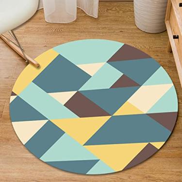 Imagem de Tapete redondo macio e moderno para quarto, sala de estar, sala de estudo, mesa de centro, interior e exterior, estilo moderno, tapete curto de pelúcia, E, diâmetro 80 cm