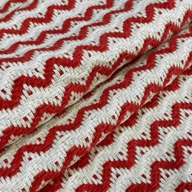 Imagem de Kit com 2 Tapetes de Algodão para Banheiro Sala Quarto Cozinha Antiderrapante Porta 40x60 ou 47x70cm (VERMELHO/NATURAL,0,47x0,70cm)