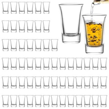 Imagem de SUN GKOTTA Pacote com 60 copos de shot de 42,5 g de altura a granel, copos de vidro com base pesada, copos transparentes para tequila, vodca, uísque, limoncello, bar, casamento e festa