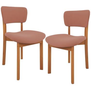 Imagem de Kit 02 Cadeiras Para Sala de Jantar Cozinha Living Estofada Dara L02 Suede Rosê - Lyam Decor