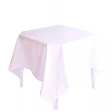 Imagem de Toalha de Mesa Quadrada Oxford Lisa com Bainha Toalha de Mesa 4 Lugares para Festa Buffet e Restaurante (Branco,02 UNIDADES)