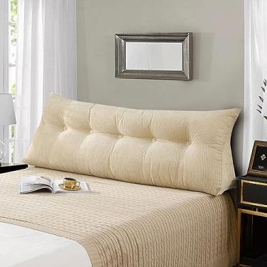 Imagem de BAGASI Almofada de encosto triangular para cabeceira, travesseiro grande de leitura dupla para cama de sofá-cama, almofada de almofada de assento de cunha com capa removível, bege, 120 x 50 x 23 cm
