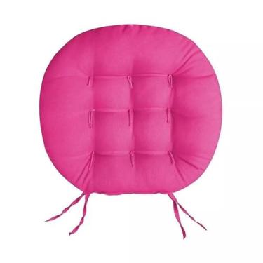 Imagem de Almofada Redonda P/Cadeira Sofá Banco Decoração Oxford Futton Futon 40x40cm almofada para cadeira para Cadeira Sofá e Banco com Amarração Assento Decorativo(Pink)