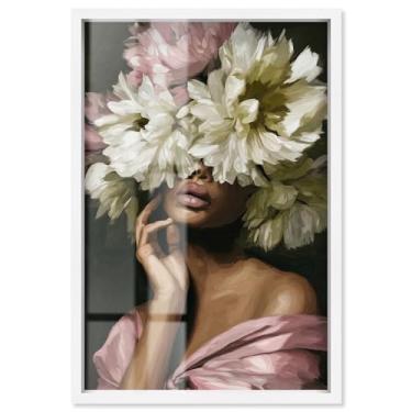 Imagem de Garden of Secrets Shadowbox Print Floral Glam Wall Art por Art Remedy, moldura branca, 53 x 78 cm