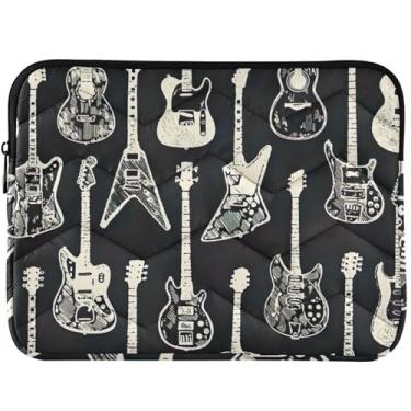 Imagem de Capa protetora para laptop com estampa de guitarra preta e branca para MacBook Pro 14 polegadas, acessórios de computador universais de 13 a 14 polegadas