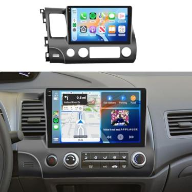Imagem de Rádio automotivo 4G + 128G para Honda Civic 2006-2011 estéreo, tela sensível ao toque HD de 10,1 polegadas, Android 15/Wireless CarPlay/Android Auto/GPS/WiFi/5.0Bluetooth/FM/RDS/SWC/AHD