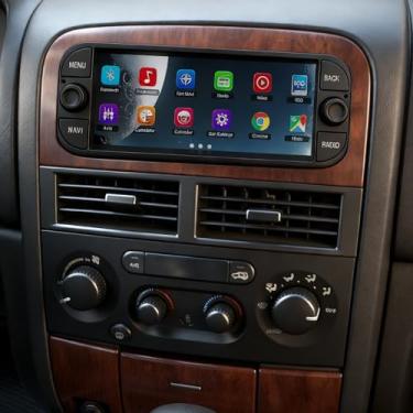 Imagem de Navegação veicular Zcargel Carplay de 16,86 cm Android 13 rádio estéreo para carro GPS WiFi Bt 2+32gb HD 2.5d espelho de vidro temperado Auto Radio Player compatível com Ch-Ry*sler Cherokee Wrangler