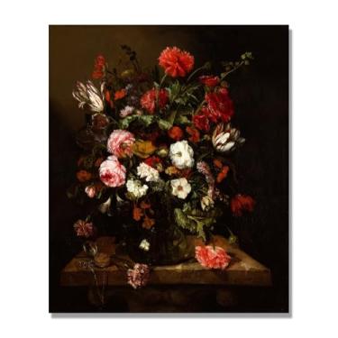 Imagem de Arte floral vintage natureza morta, pintura botânica clássica, decoração de casa quente para sala de estar e sala de jantar. B01. Tela somente 60x72cm-23,6x28,3 pol