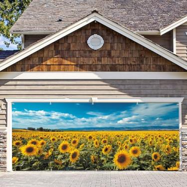 Imagem de 7 * 16FT Primavera Girassol Porta de Garagem Decorações Primavera Girassol Faixa de Porta de Garagem para Exterior Interior Quintal Pano de Fundo