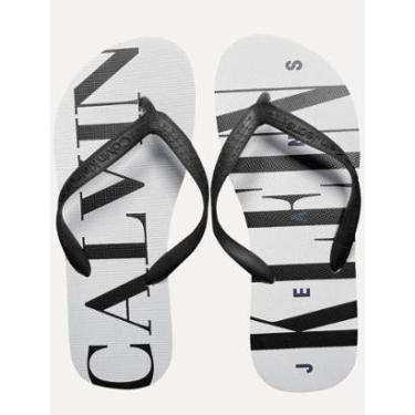 Imagem de Chinelo Calvin Klein Swimwear Serif Font Logo Branco-Masculino