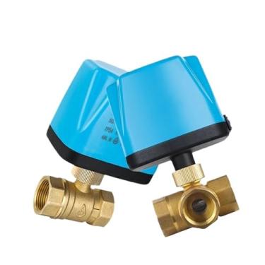 Imagem de 1 válvula de esfera de latão motorizada 2 vias, 3 vias DC12V-24V ou AC220V, 3 fios 2 válvula de esfera elétrica de controle DN15 DN20 DN25 DN32 DN40 DN50(DN32, DC12V-24V_3WAYS)
