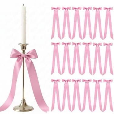 Imagem de Lyrow 36 peças laço de fita de cetim pano de fundo arcos de árvore de Natal decoração DIY guirlanda decoração de festa para mulheres aniversário casamento grande enfeite de árvore enfeite para porta