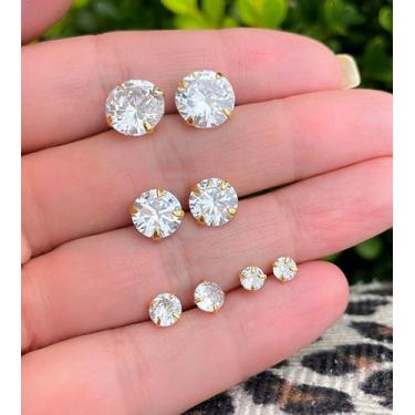 Imagem de Brinco Ponto de Luz Zirconia Banhado a Ouro 18k - Atraktiva Joias, 5mm