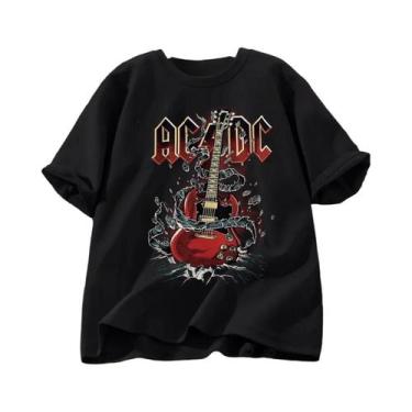 Imagem de Camiseta Unissex De Algodão AC/DC Band Retro Hip Hop Streetwear Haraju