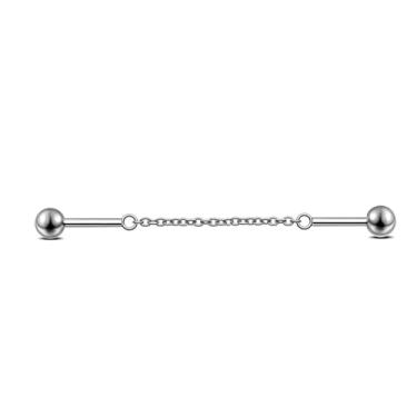 Imagem de ZYTAIJEW 1 peça G23 titânio 5 mm bola/barra industrial cônica 14G piercing industrial joia barra industrial para mulheres homens cartilagem hélice brinco comprimento 30 mm-34 mm, Titânio, Sem Pedra