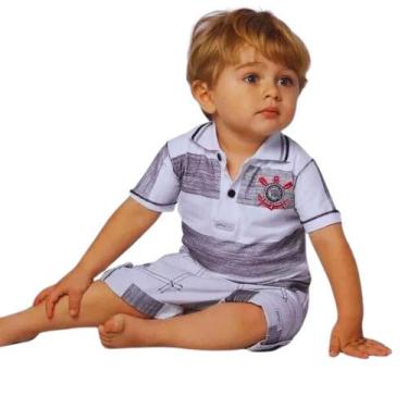 Imagem de Conjunto Bebê Corinthians Polo e Bermuda Oficial - Pimpolho, M, Preto,