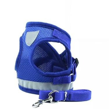 Imagem de Colete e Peitoral com Guia para Cães e Gatos – Ajustável, Refletivo e Confortável, Ideal para Passeios Seguros(Modelo 1 - Colete Azul,GG (XL))