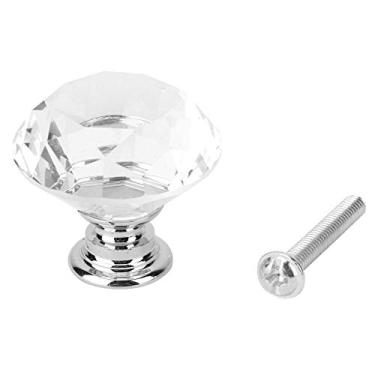 Imagem de 1 peça 30mm formato de diamante cristal vidro puxador maçaneta gaveta armário maçaneta elegante decorativa para móveis domésticos vidro cristal liga de zinco transparente rosa (701 diamante A-30